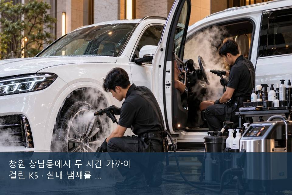 창원 상남동에서 두 시간 가까이 걸린 K5 · 실내 냄새를 연 기록